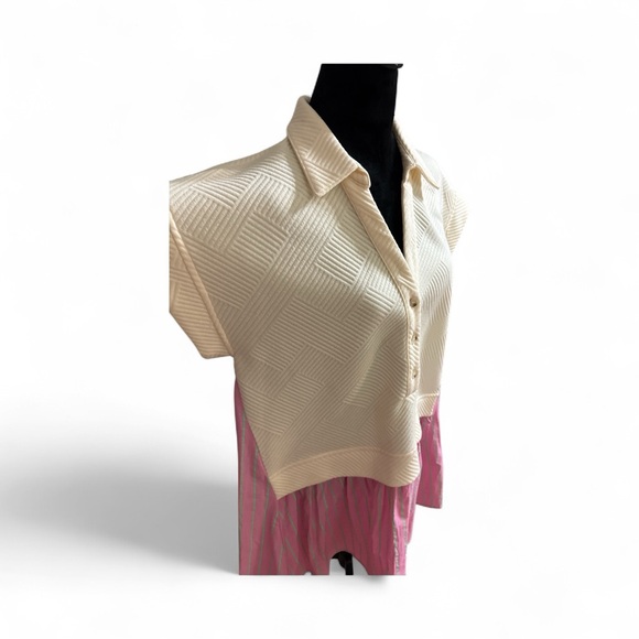 Cream and Pink Entro Dress - Picture 2 of 2